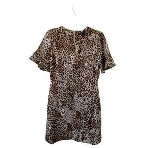 Banana Republic Animal Print Leopard Mini Dress Tan Black Gray Size 6